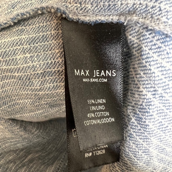 Max Jeans Blue White Striped Tunic Linen Casual Sleeveless Minimalist Staple M - Picture 3 of 8